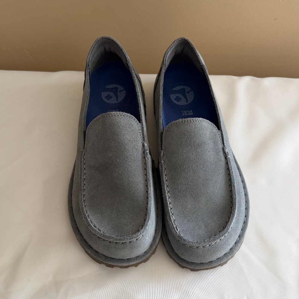 Birkenstock Blue-Gray Suede Slip-On Loafers
